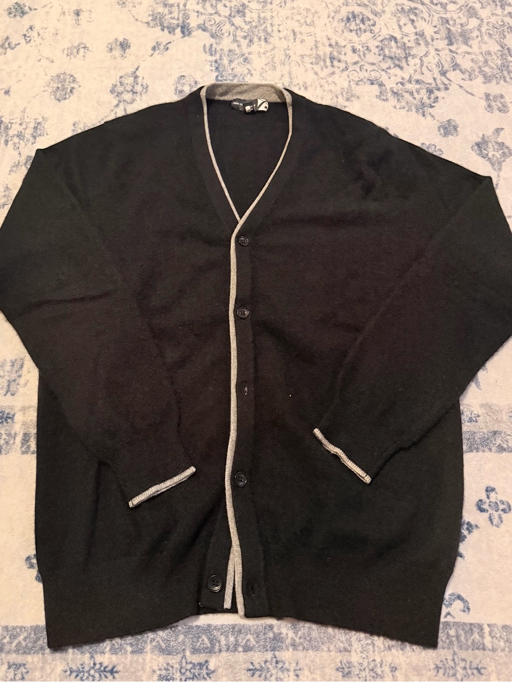 Saks Fifth Avenue Black Cardigan with Contrast Trim